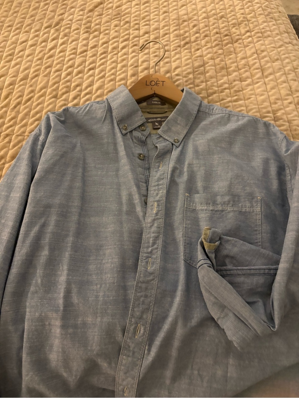 Never worn Eddie Bauer Men's Light Blue Button-Down Shirt